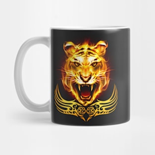 Orange Fire Tiger Cat Mug